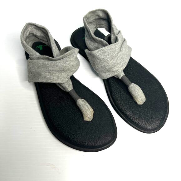 Sanuk Thong Sandals Gray Yoga Sling Slingback Size 9 - Picture 1 of 5
